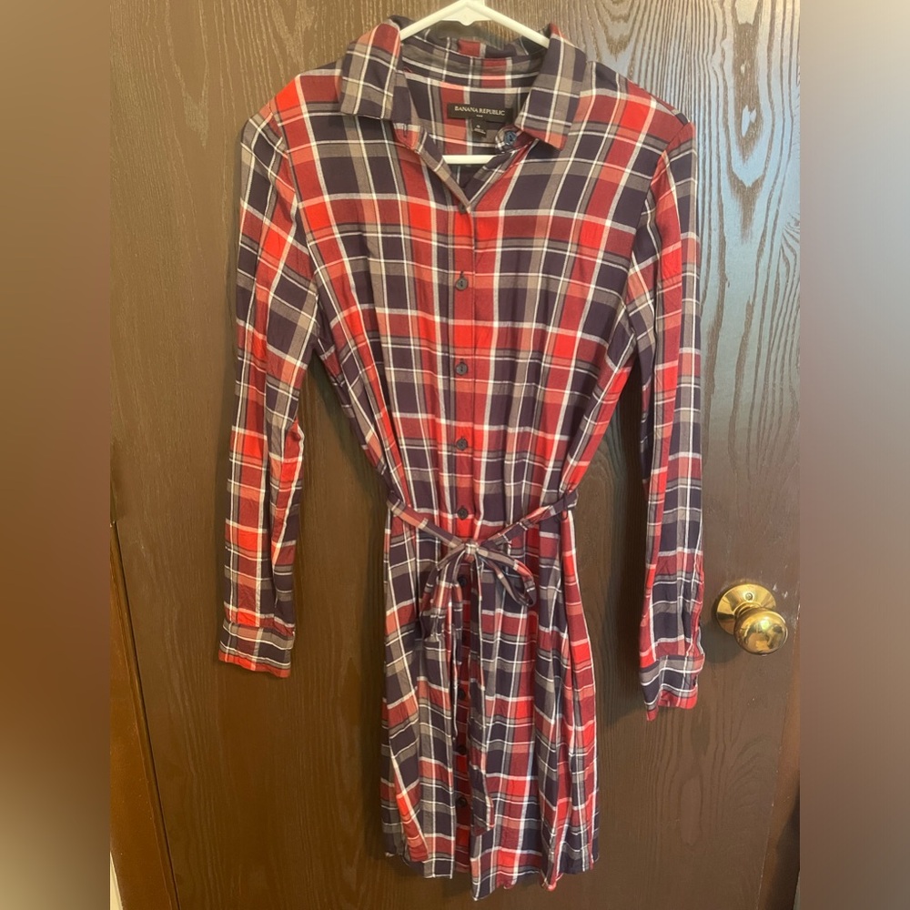 Banana Republic plaid shirt dress